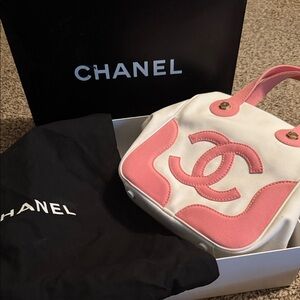 Chanel Marshmallow Bag in Pink and White with box and dust bag